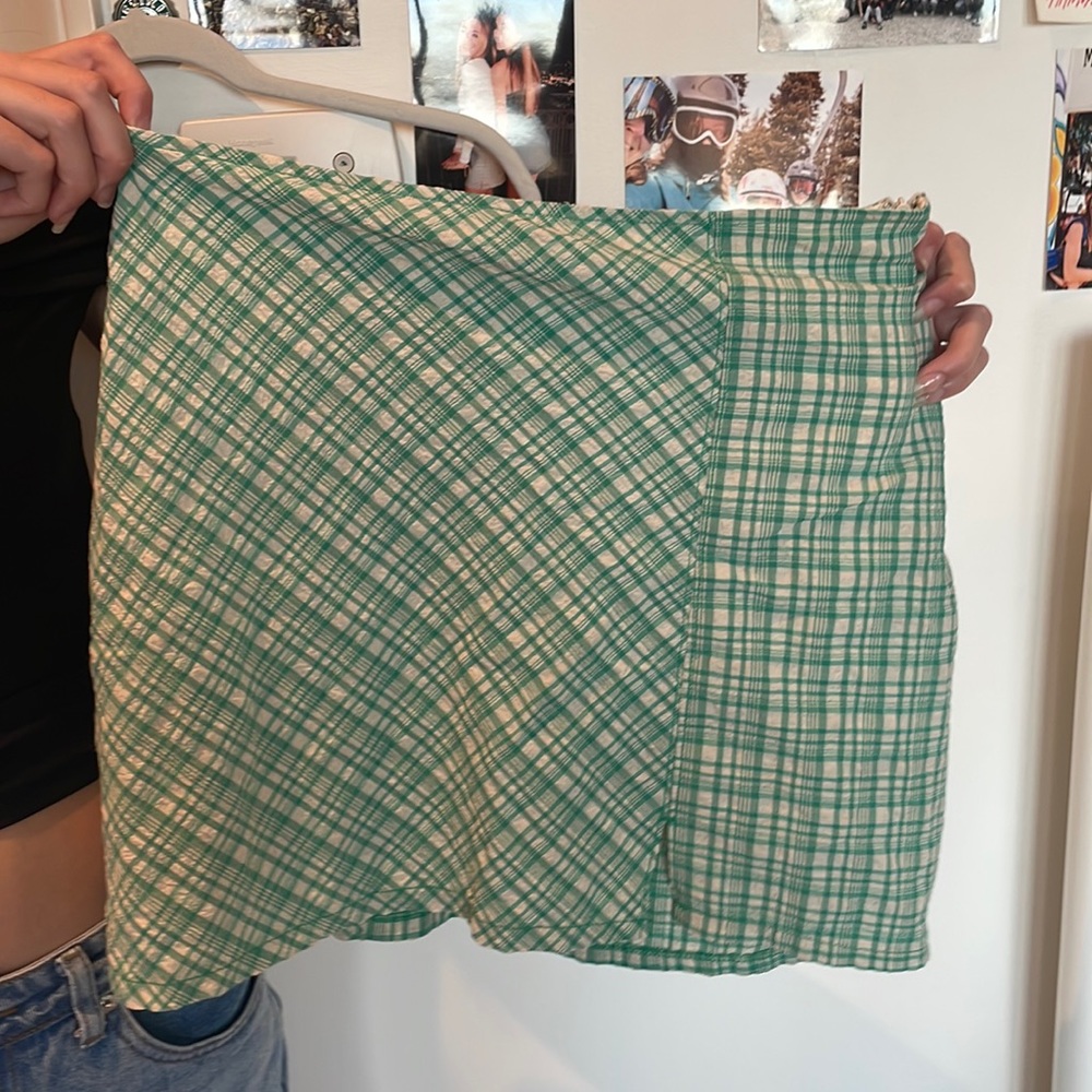 Urban Outfitters green plaid mini skirt